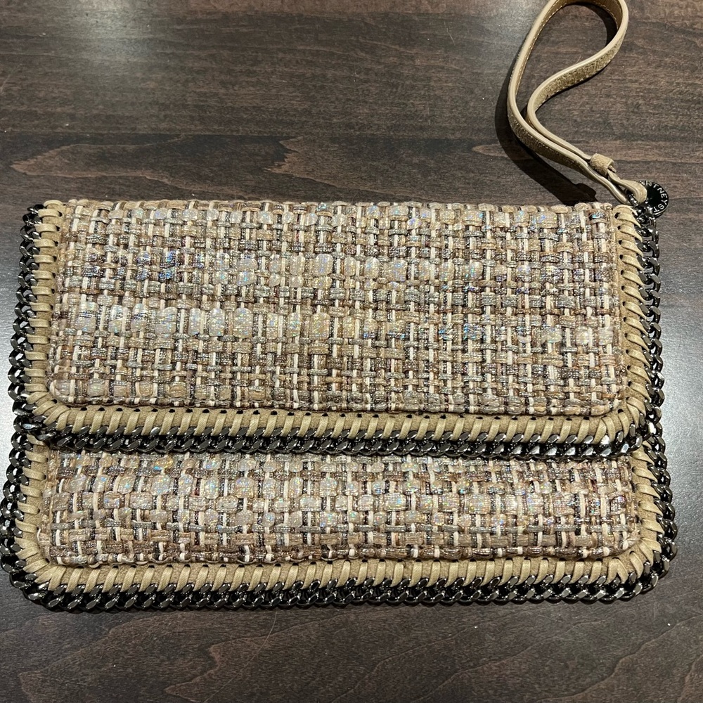 Stella McCartney Beige and Brown Woven Wristlet